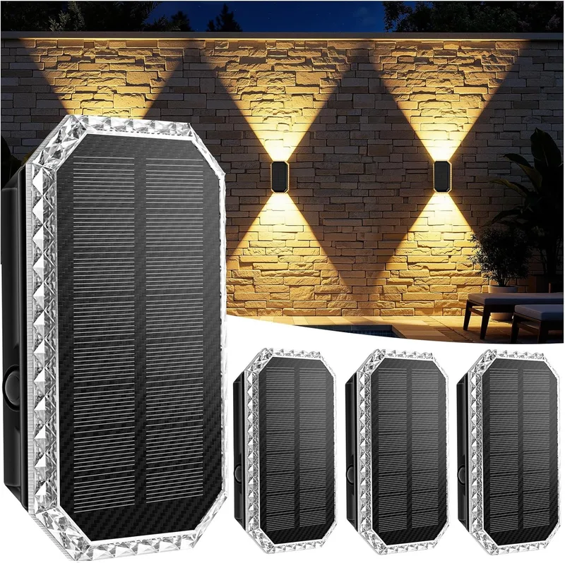 Giliwosy ▫️ Candeeiro de parede solar para exterior, 3 cores, IP65, à prova de água, 1200 mAh