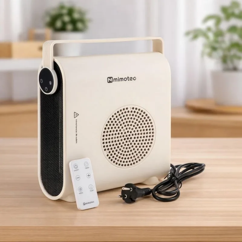 M mimotec ▫️ Aquecedor elétrico cerâmico White Hearth 2000 W, silencioso (60 dB), com comando à distância, proteção contra sobreaquecimento, aquecedor portátil para uso interior