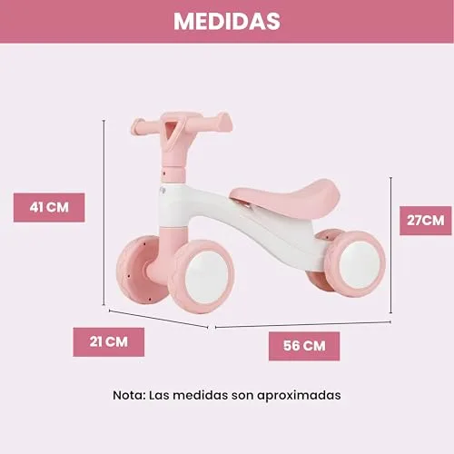 Edibaby ▫️ Triciclo para Bebés de 1 Ano | Triciclo Leve | Primeira Bicicleta de Equilíbrio para Bebés | Bicicleta sem Pedais | Brinquedo para Crianças de 1 a 2 Anos, Ideal como Presente (Rosa) 3