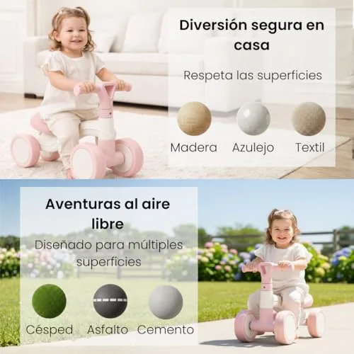 Edibaby ▫️ Triciclo para Bebés de 1 Ano | Triciclo Leve | Primeira Bicicleta de Equilíbrio para Bebés | Bicicleta sem Pedais | Brinquedo para Crianças de 1 a 2 Anos, Ideal como Presente (Rosa) 6