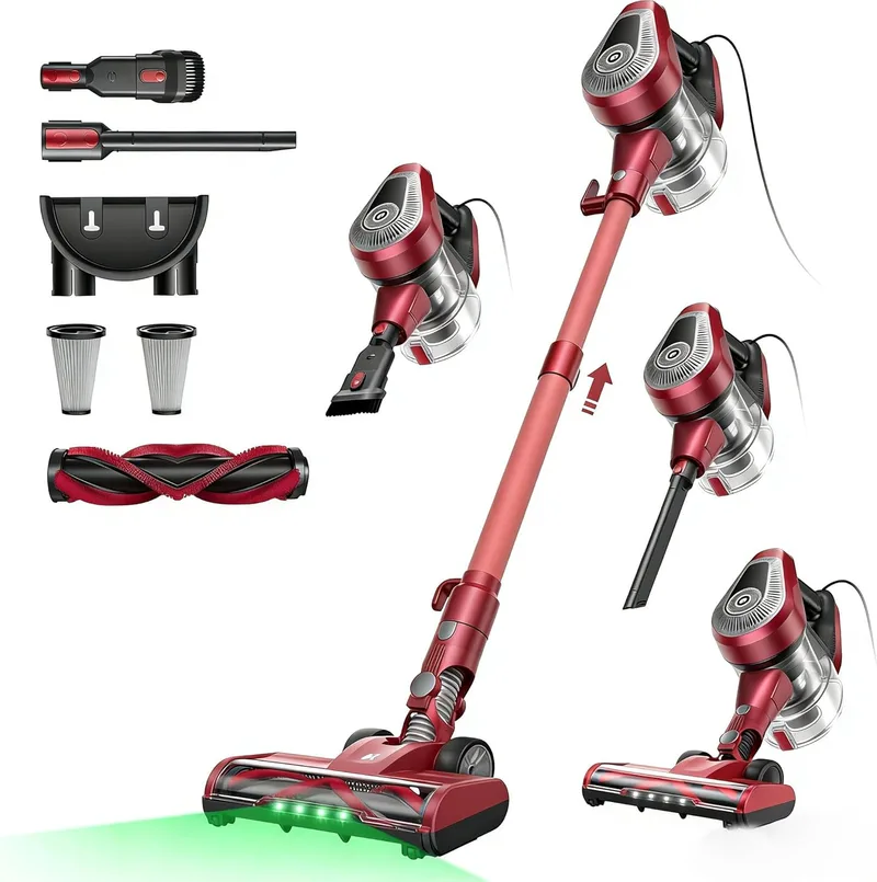 Vexilar ▫️ C8 Aspirador com fio, sucção potente de 60 kPa/600 W,Aspirador com cabo de 7 metros, aspirador vertical 3 em 1, depósito de pó de 1,5 L, aspirador para pêlos de animais de estimação/tapetes/pisos/carro