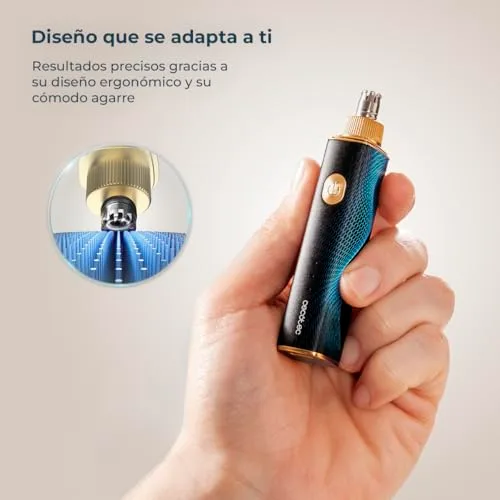 Cecotec ▫️ Aparador de Pêlos para o Nariz e as Orelhas Sem Fios PrecisionCare NoseTrim Aluminium. Motor de 7500 rpm, aparador para o nariz com corpo em alumínio, autonomia de 90 minutos, lâminas eficientes 4