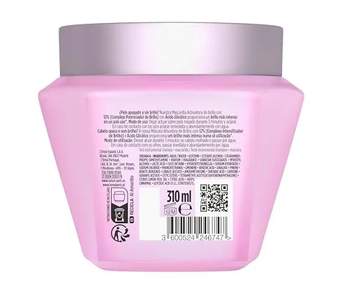 L'Oreal Paris ▫️ L'Oréal Paris, Máscara Ativadora de Brilho, Brilho Intenso numa Única Aplicação, Cabelo Mais Liso, com Ácido Glicólico, para Cabelo Sem Brilho e Sem Vida, Elvive Glycolic Gloss, 310 ml 2