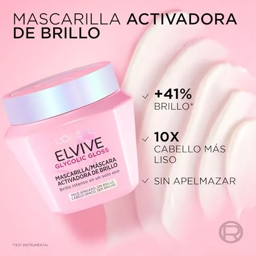 L'Oreal Paris ▫️ L'Oréal Paris, Máscara Ativadora de Brilho, Brilho Intenso numa Única Aplicação, Cabelo Mais Liso, com Ácido Glicólico, para Cabelo Sem Brilho e Sem Vida, Elvive Glycolic Gloss, 310 ml 4