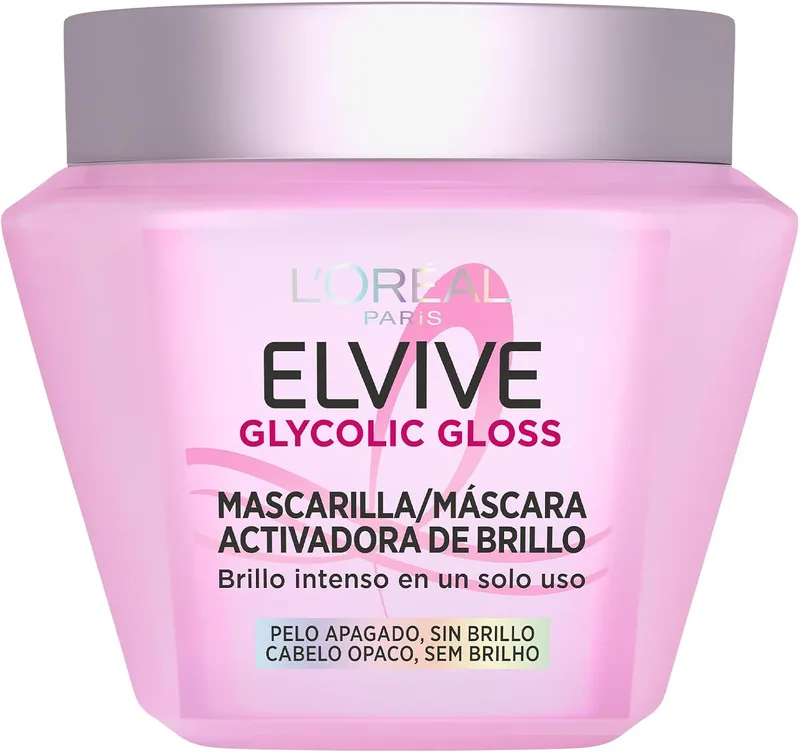 L'Oreal Paris ▫️ L'Oréal Paris, Máscara Ativadora de Brilho, Brilho Intenso numa Única Aplicação, Cabelo Mais Liso, com Ácido Glicólico, para Cabelo Sem Brilho e Sem Vida, Elvive Glycolic Gloss, 310 ml