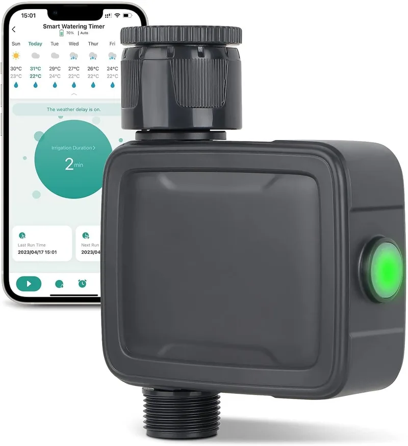 Tesmotor ▫️ Computador de irrigação controlador de irrigação inteligente Bluetooth, temporizador de rega automático com controlo de aplicação, função de atraso de chuva, sistema de irrigação de jardim e estufa