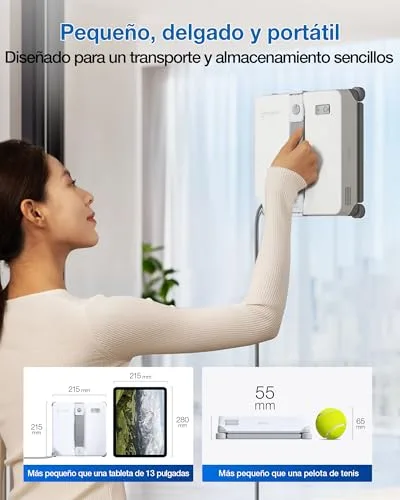 ECOVACS ▫️ Robô de limpeza de vidros WINBOT Mini 2, escovas laterais para cantos e pulverização ultrassónica, ultrafino para janelas estreitas, navegação inteligente, 6 modos na aplicação, proteção em 10 níveis 3
