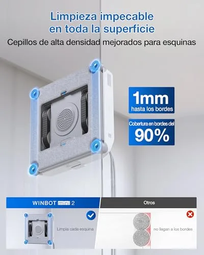 ECOVACS ▫️ Robô de limpeza de vidros WINBOT Mini 2, escovas laterais para cantos e pulverização ultrassónica, ultrafino para janelas estreitas, navegação inteligente, 6 modos na aplicação, proteção em 10 níveis 4