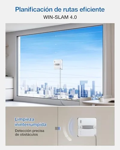 ECOVACS ▫️ Robô de limpeza de vidros WINBOT Mini 2, escovas laterais para cantos e pulverização ultrassónica, ultrafino para janelas estreitas, navegação inteligente, 6 modos na aplicação, proteção em 10 níveis 7