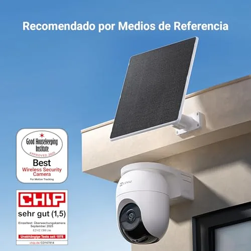 EZVIZ ▫️ 2PK Câmaras de vigilância Wi-Fi de 4 MP, campo de visão de 360°, com bateria de 5200 mAh, deteção de pessoas/veículos, visão noturna a cores, defesa ativa, CB8 Lite + painel solar de 5 W, sem cartão SD 2