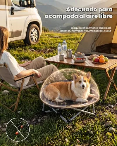 Pecute ▫️ Cama Elevada para Cães de Tamanho Médio com Manta Refrescante, Sem Montagem, Adequada para Gatos e Cães, Dobrável para Utilização em Interior e Acampamento, Tamanho L, Suporta até 60 kg, Cinzenta 5
