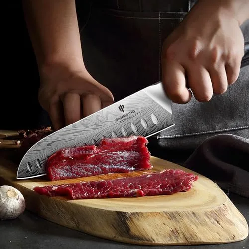 SANMEIHO ▫️ Faca Santoku de aço em pó, 18 cm, faca de cozinha japonesa 6