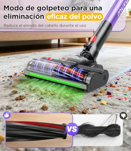Muvano ▫️ Aspirador sem fio com sucção potente de 45 kPa e até 60 minutos de autonomia, resistente a emaranhamentos. Aspirador-vassoura recarregável com suporte de parede, ideal para pêlos de animais de estimação e pisos de madeira 2