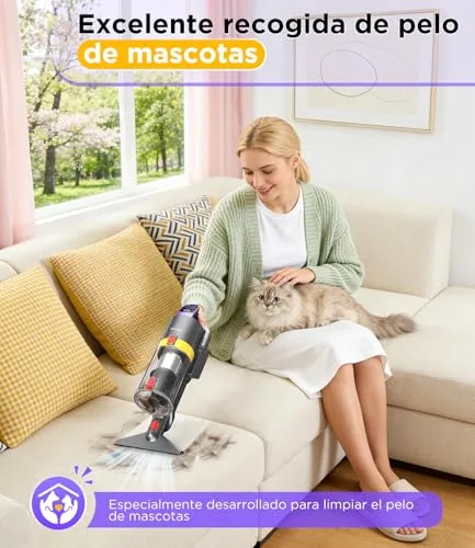 Muvano ▫️ Aspirador sem fio com sucção potente de 45 kPa e até 60 minutos de autonomia, resistente a emaranhamentos. Aspirador-vassoura recarregável com suporte de parede, ideal para pêlos de animais de estimação e pisos de madeira 4