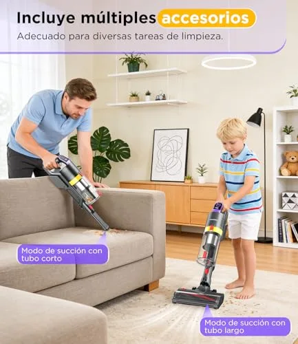 Muvano ▫️ Aspirador sem fio com sucção potente de 45 kPa e até 60 minutos de autonomia, resistente a emaranhamentos. Aspirador-vassoura recarregável com suporte de parede, ideal para pêlos de animais de estimação e pisos de madeira 5