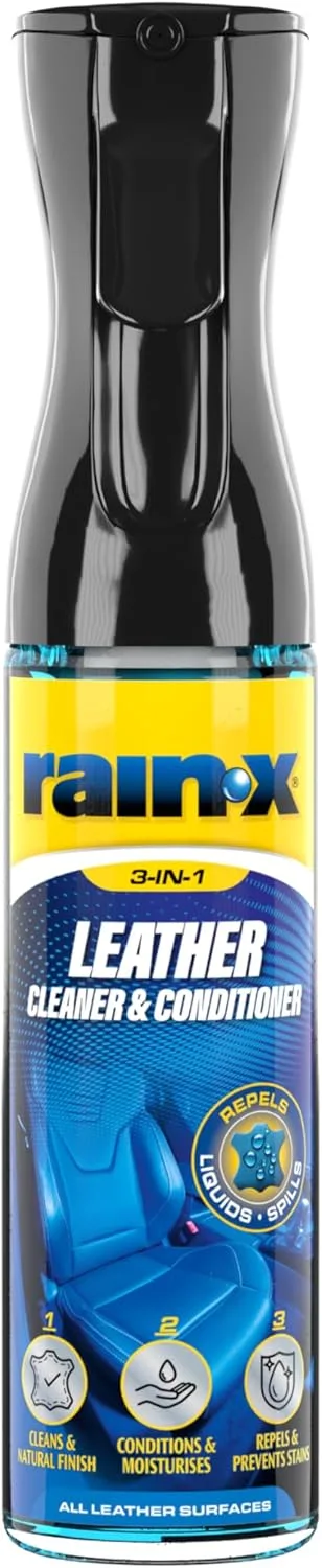 Rain-X ▫️ Produto de Limpeza para Estofos em Couro - Limpa, nutre e protege contra manchas | Repelente de líquidos, acabamento natural e proteção UV - 300 ml | Limpador de estofos de couro para automóveis - Limpa, nutre e repele manchas - 300 ml