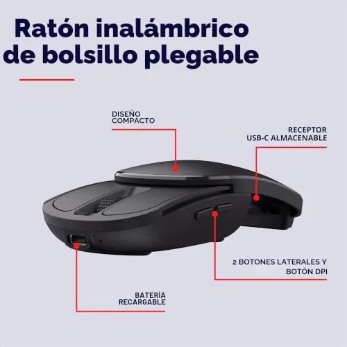 Trust ▫️ Rato sem fios dobrável Zylo com microrreceptor USB-C, preto 2
