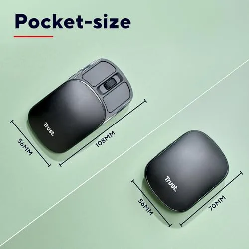 Trust ▫️ Rato sem fios dobrável Zylo com microrreceptor USB-C, preto 3