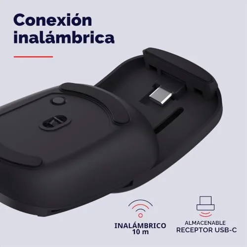Trust ▫️ Rato sem fios dobrável Zylo com microrreceptor USB-C, preto 4