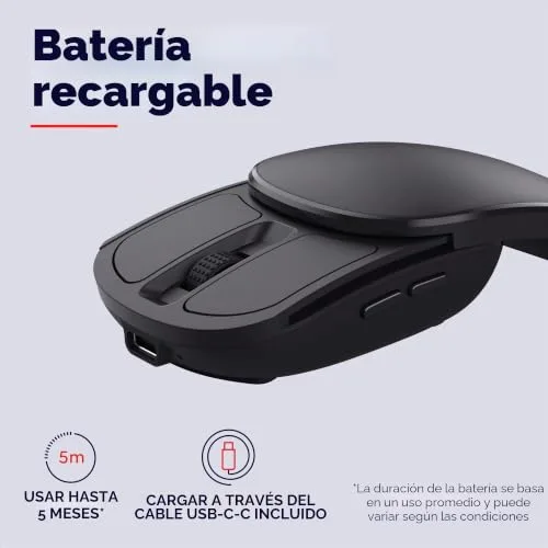 Trust ▫️ Rato sem fios dobrável Zylo com microrreceptor USB-C, preto 5