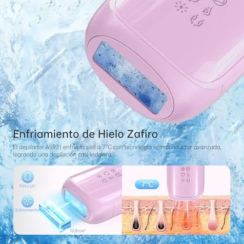 Anysea ▫️ Depilador a laser com função de arrefecimento: depilação a laser de 530-1200 nm com 3 modos, flash contínuo automático, depilador de luz pulsada para rosto, axilas, zona do biquíni e corpo 2