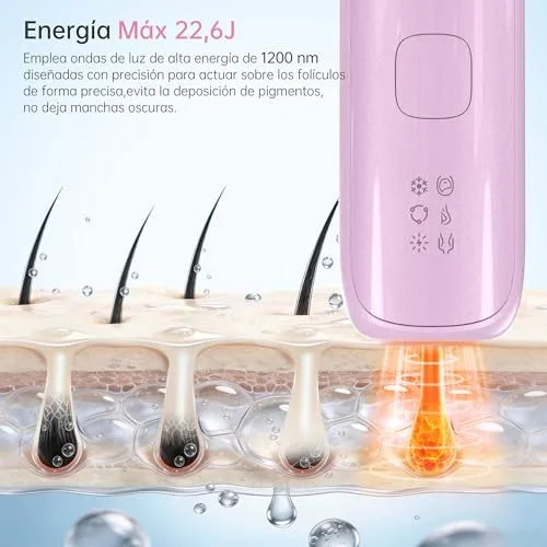 Anysea ▫️ Depilador a laser com função de arrefecimento: depilação a laser de 530-1200 nm com 3 modos, flash contínuo automático, depilador de luz pulsada para rosto, axilas, zona do biquíni e corpo 4