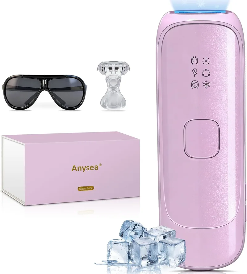 Anysea ▫️ Depilador a laser com função de arrefecimento: depilação a laser de 530-1200 nm com 3 modos, flash contínuo automático, depilador de luz pulsada para rosto, axilas, zona do biquíni e corpo