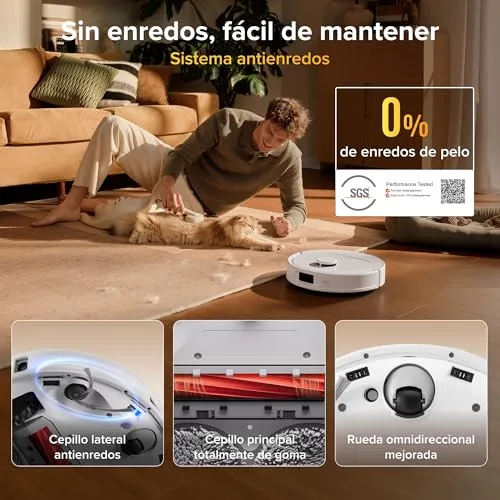 roborock ▫️ Conjunto de aspirador robô Qrevo S Pro (versão melhorada do QV 35A) Sucção de 18 500 Pa, base «tudo-em-um», saco para pó de 2,7 L, sistema anti-emaranhamento, evasão de obstáculos, branco 4