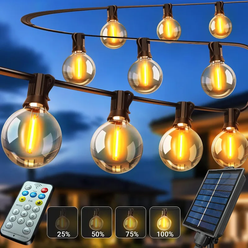 ARKOCHIC ▫️ 7.5M Solar Outdoor Garland Lights, G40 Solar Outdoor LED Garden Lights com 10+1 Lâmpadas, 8 Modos Waterproof Solar Outdoor Garland Lights para Jardim, Terraço, Festa, Festa