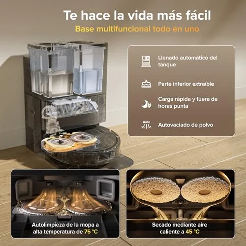 roborock ▫️ Robô aspirador Qrevo S Pro (versão melhorada do QV 35A) Sucção de 18 500 Pa, base «tudo-em-um», saco para pó de 2,7 L, sistema anti-emaranhamento, evasão de obstáculos, preto 2