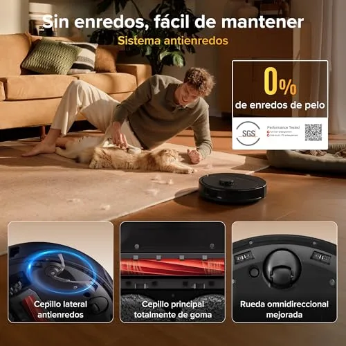 roborock ▫️ Robô aspirador Qrevo S Pro (versão melhorada do QV 35A) Sucção de 18 500 Pa, base «tudo-em-um», saco para pó de 2,7 L, sistema anti-emaranhamento, evasão de obstáculos, preto 4