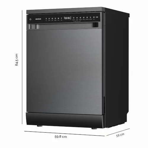 Cecotec ▫️ Máquina de lavar louça de 60 cm, instalação livre, modelo Bolero Aguazero 6205 Dark. 13 talheres, 12 programas, motor Inverter Plus Duo, painel tátil, Extra Hygiene, Super Dry, Half Load, Silent Wash, Dark 2