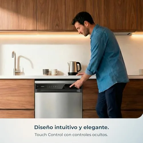 Cecotec ▫️ Máquina de lavar louça de 60 cm, instalação livre, modelo Bolero Aguazero 6205 Dark. 13 talheres, 12 programas, motor Inverter Plus Duo, painel tátil, Extra Hygiene, Super Dry, Half Load, Silent Wash, Dark 6