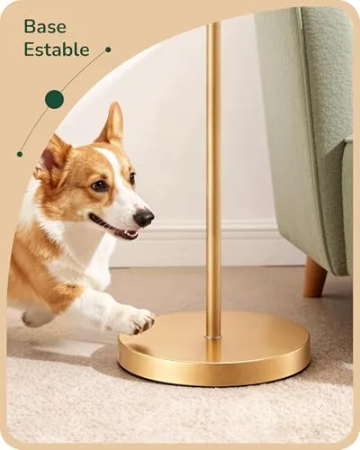 EDISHINE ▫️ Candeeiro de pé para sala, abajur em veludo, verde e dourado | Estrutura metálica dourada, candeeiro de leitura moderno com lâmpada LED E27 incluída, 2700 K, para quarto e escritório 5