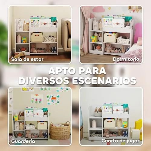 AIYAPLAY ▫️ Estante infantil para brinquedos com prateleiras abertas, branca 5