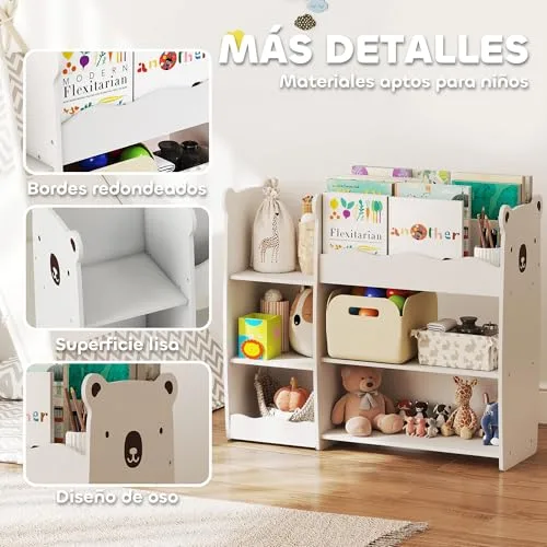AIYAPLAY ▫️ Estante infantil para brinquedos com prateleiras abertas, branca 6