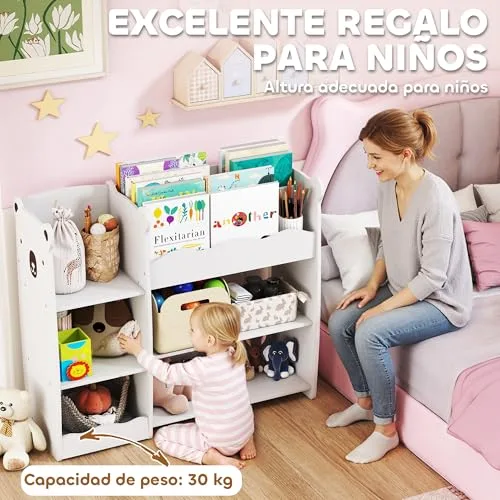 AIYAPLAY ▫️ Estante infantil para brinquedos com prateleiras abertas, branca 7