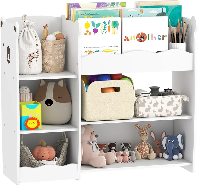AIYAPLAY ▫️ Estante infantil para brinquedos com prateleiras abertas, branca