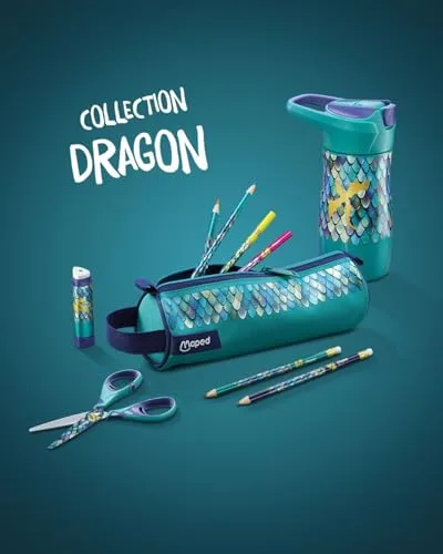Maped ▫️ Dragon - Expositor com 24 borrachas brancas com escamas metalizadas, borracha de precisão ergonómica e confortável, expositor de balcão para lojas, material escolar com embalagem reciclável 6
