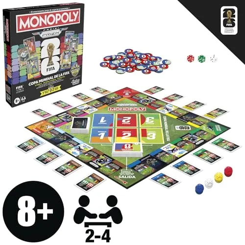 Monopoly ▫️ Jogo Panini Prizm: Copa do Mundo da FIFA I Jogo de mesa com temática de futebol e cartas colecionáveis Panini Prizm Copa do Mundo da FIFA 2026 I Idade: 8+ - Versão em espanhol 2