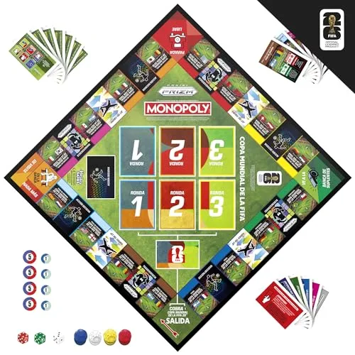 Monopoly ▫️ Jogo Panini Prizm: Copa do Mundo da FIFA I Jogo de mesa com temática de futebol e cartas colecionáveis Panini Prizm Copa do Mundo da FIFA 2026 I Idade: 8+ - Versão em espanhol 3