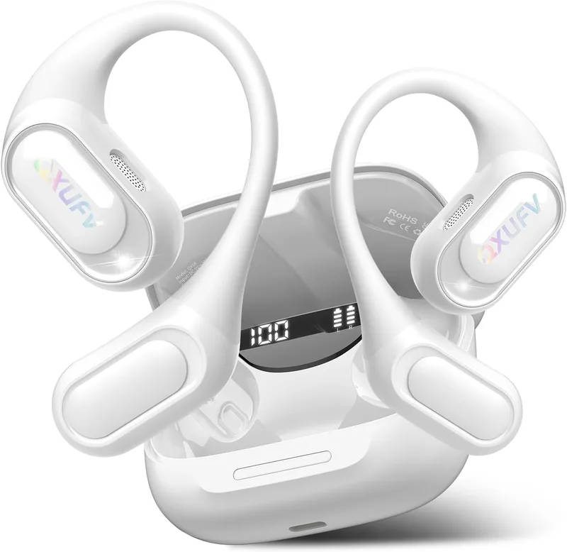 QXUFV ▫️ Tradutor de auscultadores em tempo real 164 idiomas Tradutor de voz instantâneo, auscultadores inteligentes ambientais abertos, 9 modos de tradução de IA, tradutor de auscultadores 4 em 1, música/chamada/tradução/desporto, música/conferência/tradução/desporto