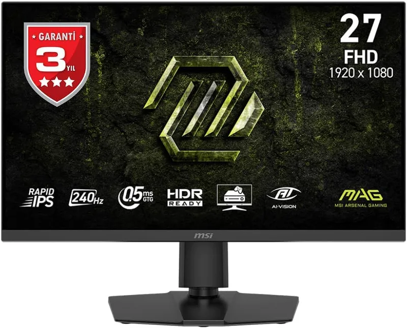 MSI ▫️ mag 272PF X24 Monitor de jogos de 27" FHD, 1920 x 1080 Rapid IPS, 240 Hz, 0,5 ms, Compatível com HDR, proteção ocular, HDMI 2.0b, DP 1.2a, inclinação/altura ajustáveis, montagem VESA, preto