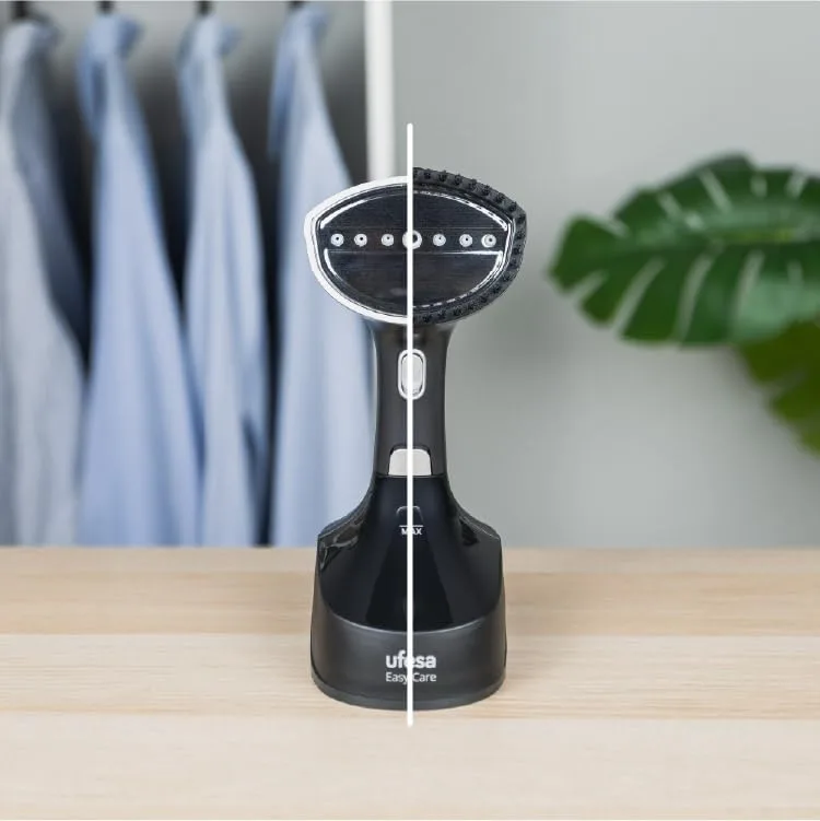 Ufesa ▫️ Ferro de engomar vertical a vapor Easy Care 1700 W, elimina rugas, desinfeta e desodoriza, vapor contínuo de 30 g/min, pronto a usar em 25 s, depósito de 300 ml, cabeça extragrande, escova para tecidos grossos 6