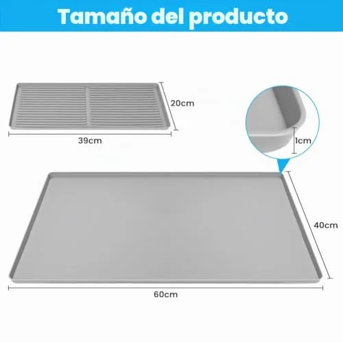Adiwo ▫️ Tapete de silicone para café com tapete de secagem – Antiderrapante, resistente ao calor, para máquinas de café, cozinha e bar (cinzento) 2