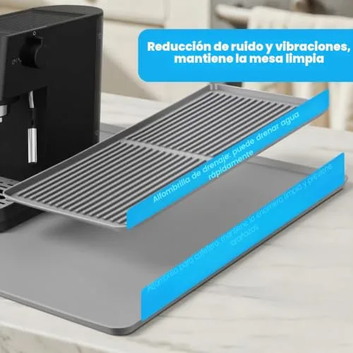 Adiwo ▫️ Tapete de silicone para café com tapete de secagem – Antiderrapante, resistente ao calor, para máquinas de café, cozinha e bar (cinzento) 5