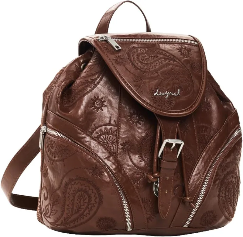 Desigual ▫️ Mochila para mulher, castanha, tamanho único