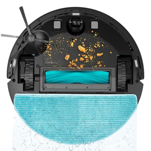 Cecotec ▫️ Robô aspirador e esfregador de chão com base de esvaziamento automático Conga Y80 Dark. Navegação a laser, 25 000 Pa, autonomia de 240 min, escova de silicone para animais de estimação, saco de pó de 3 L, Bluetooth e Wi-Fi, aplicação 2