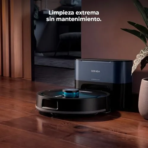Cecotec ▫️ Robô aspirador e esfregador de chão com base de esvaziamento automático Conga Y80 Dark. Navegação a laser, 25 000 Pa, autonomia de 240 min, escova de silicone para animais de estimação, saco de pó de 3 L, Bluetooth e Wi-Fi, aplicação 3