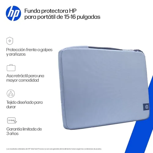 HP ▫️ Bolsa de Proteção para Portátil de 15-16 polegadas, Acolchoada e Antichoque, Resistente à Água 600D, com Alça Retrátil e Bolso para Acessórios, Compatível com Portáteis até 16", Cor Azul Claro 2